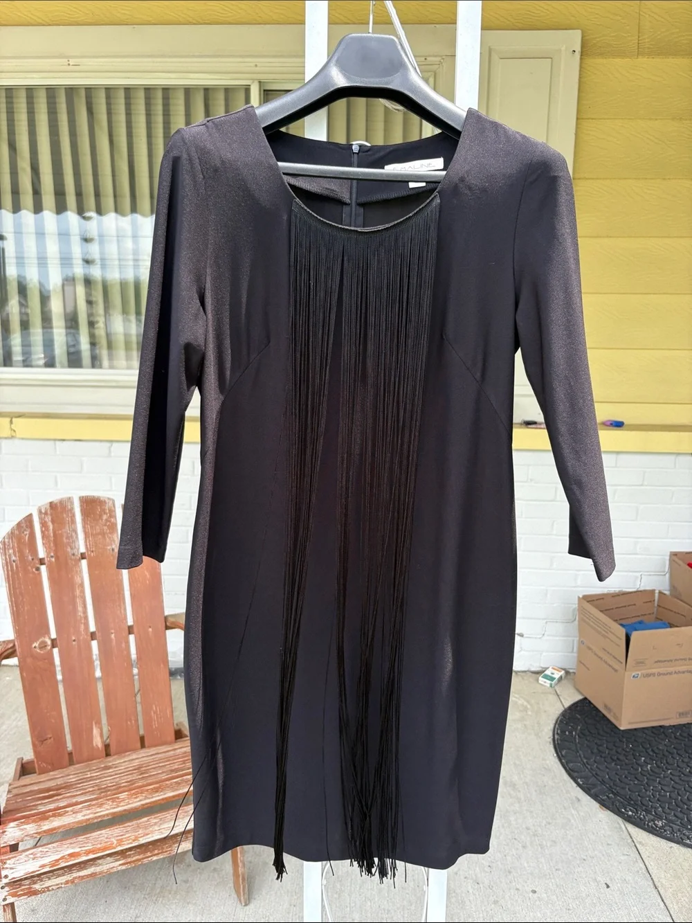 Black Fringe-Front Women's Dress - Brand:Emaline